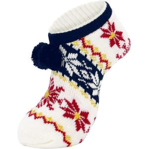 imageAmerican Trends Slipper Socks for Women Non Slip Christmas Socks Comfy Warm Winter Grippy Socks with GrippersBeige Red Snow