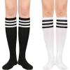 imageAmerican Trends Knee High Socks for Women Striped Tube Socks Youth Athletic Soccer Socks2pack Black Whitewhite Black