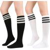imageAmerican Trends Knee High Socks for Women Striped Tube Socks Youth Athletic Soccer Socks2pack Black Whitewhite Black