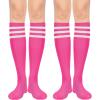 imageAmerican Trends Knee High Socks for Women Striped Tube Socks Youth Athletic Soccer Socks2pack Hot Pink White