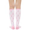 imageKnee High Socks Athletic Women Tube for Teen Girl Cosplay 1 Pack One Size1 Pack White  Pink Ribbon