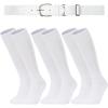 imageAmerican Trends Baseball Socks and Belt Combo Set for Youth Adult 3 Football Baseball Socks with Baseball BeltWhite