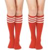 imageAmerican Trends Knee High Socks for Women Striped Tube Socks Youth Athletic Soccer Socks2pack Red White