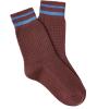 imageAmerican Trends Womens Crew Socks Striped Athletic Socks Vintage Slouch Solid Color Mid Calf Tube SocksWine Red  Blue Stripe