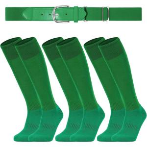 imageAmerican Trends Baseball Socks and Belt Combo Set for Youth Adult 3 Football Baseball Socks with Baseball BeltGreen