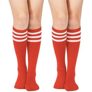 imageAmerican Trends Knee High Socks for Women Striped Tube Socks Youth Athletic Soccer Socks2pack Red White