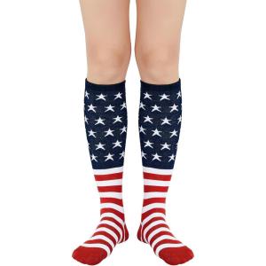 imageAmerican Trends Women Softball Socks Knee High Tube Socks Long Baseball Soccer Socks for Youth Girls1 Pack American Flag