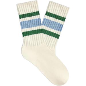 imageAmerican Trends Womens Crew Socks Striped Athletic Socks Vintage Slouch Solid Color Mid Calf Tube Socks1packblue Green