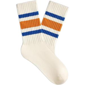imageAmerican Trends Womens Crew Socks Striped Athletic Socks Vintage Slouch Solid Color Mid Calf Tube Socks1packblue Orange