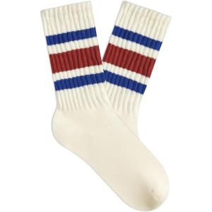 imageAmerican Trends Womens Crew Socks Striped Athletic Socks Vintage Slouch Solid Color Mid Calf Tube Socks1packblue Red