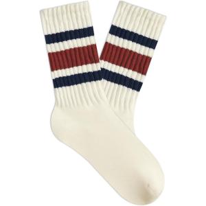 imageAmerican Trends Womens Crew Socks Striped Athletic Socks Vintage Slouch Solid Color Mid Calf Tube Socks1packnavy Red
