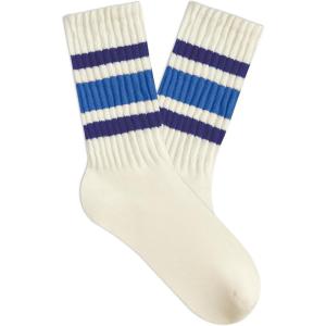 imageAmerican Trends Womens Crew Socks Striped Athletic Socks Vintage Slouch Solid Color Mid Calf Tube Socks1packpurple Blue