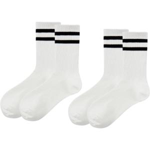 imageAmerican Trends Womens Crew Socks Striped Athletic Socks Vintage Slouch Solid Color Mid Calf Tube Socks2packwhite