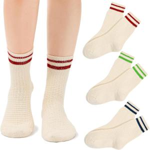 imageAmerican Trends Womens Crew Socks Striped Athletic Socks Vintage Slouch Solid Color Mid Calf Tube Socks3pack4