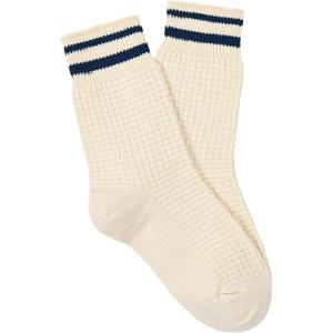 imageAmerican Trends Womens Crew Socks Striped Athletic Socks Vintage Slouch Solid Color Mid Calf Tube SocksNavy Blue Stripes