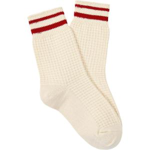 imageAmerican Trends Womens Crew Socks Striped Athletic Socks Vintage Slouch Solid Color Mid Calf Tube SocksRed Stripes