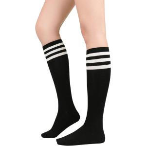 imageKnee High Socks Athletic Women Tube for Teen Girl Cosplay 1 Pack One Size1 Pack Black White