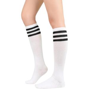 imageKnee High Socks Athletic Women Tube for Teen Girl Cosplay 1 Pack One Size1 Pack White Black