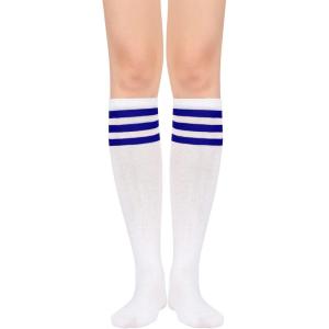 imageKnee High Socks Athletic Women Tube for Teen Girl Cosplay 1 Pack One Size1 Pack White Blue