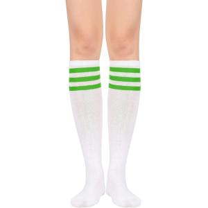 imageKnee High Socks Athletic Women Tube for Teen Girl Cosplay 1 Pack One Size1 Pack White Green
