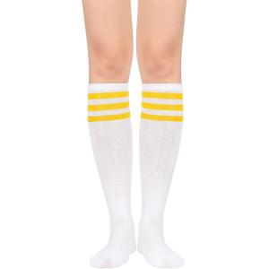 imageKnee High Socks Athletic Women Tube for Teen Girl Cosplay 1 Pack One Size1 Pack White Yellow