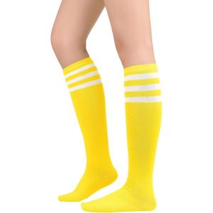 imageKnee High Socks Athletic Women Tube for Teen Girl Cosplay 1 Pack One Size1 Pack Yellow White