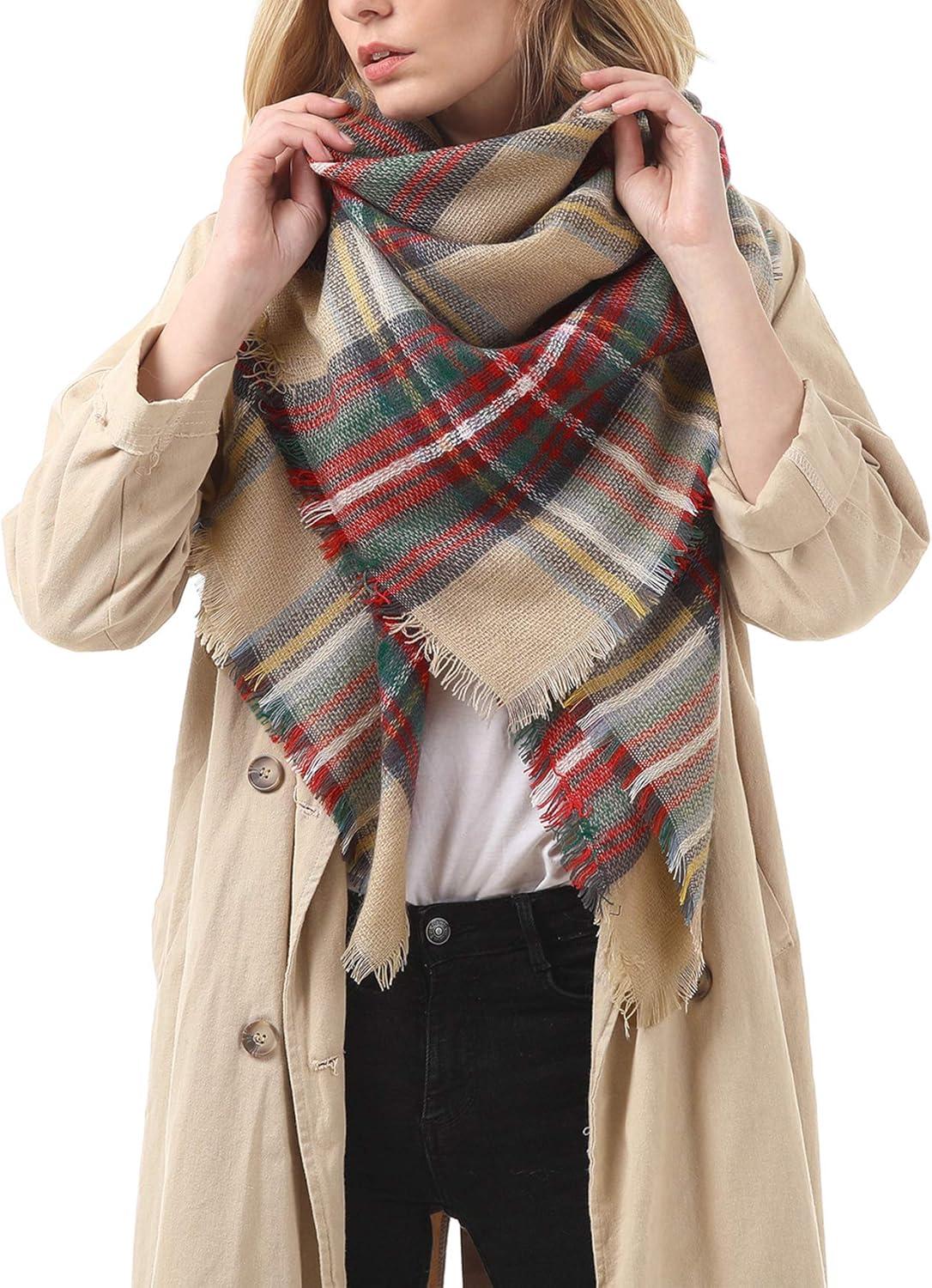 imageSweet Gifts for Women  Scarves for Women Gifts Plaid Blanket Scarf Trendy Tartan Scarves Oversized Wrap Shawl GiftColorful Red