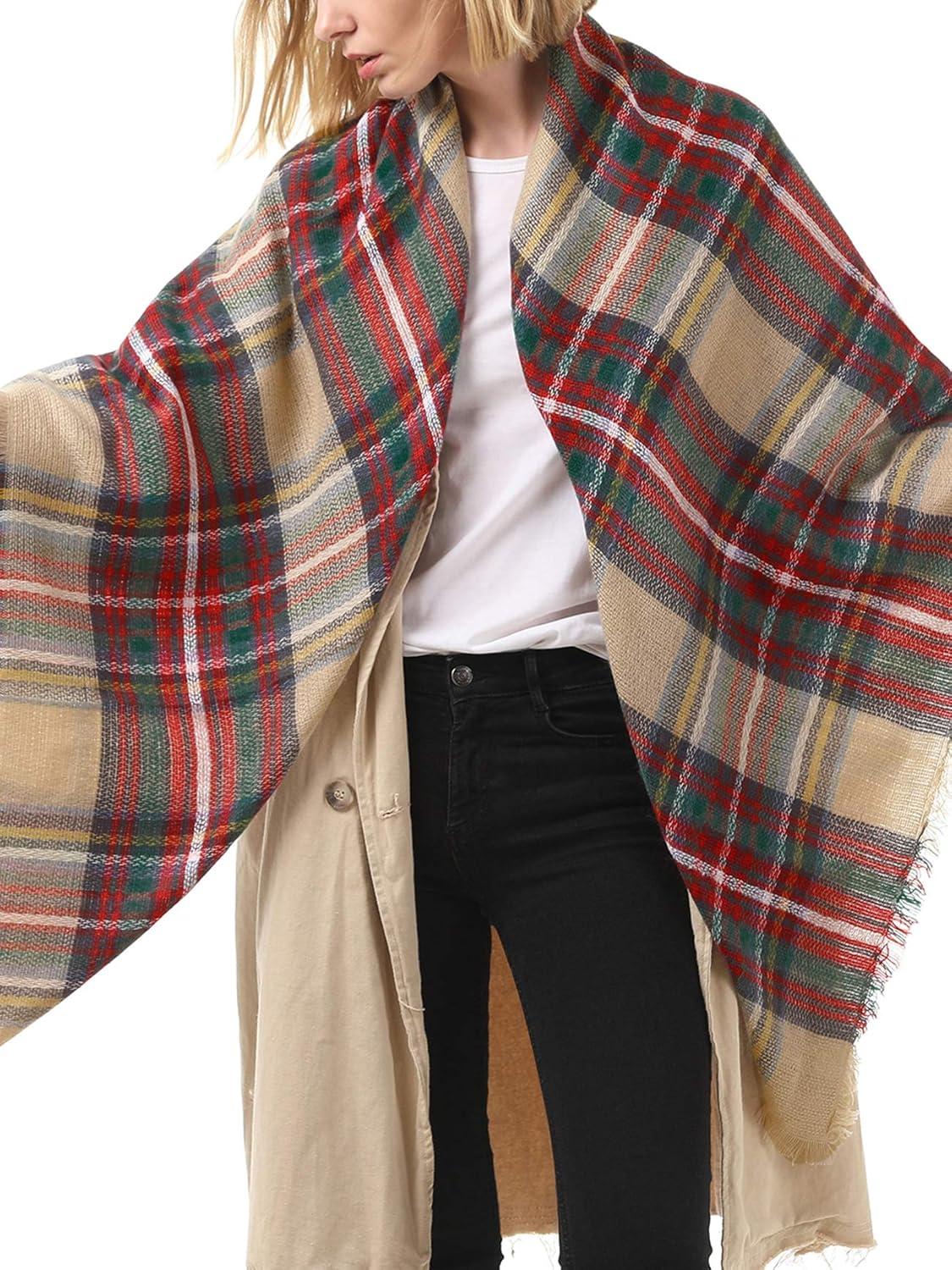 imageSweet Gifts for Women  Scarves for Women Gifts Plaid Blanket Scarf Trendy Tartan Scarves Oversized Wrap Shawl GiftColorful Red