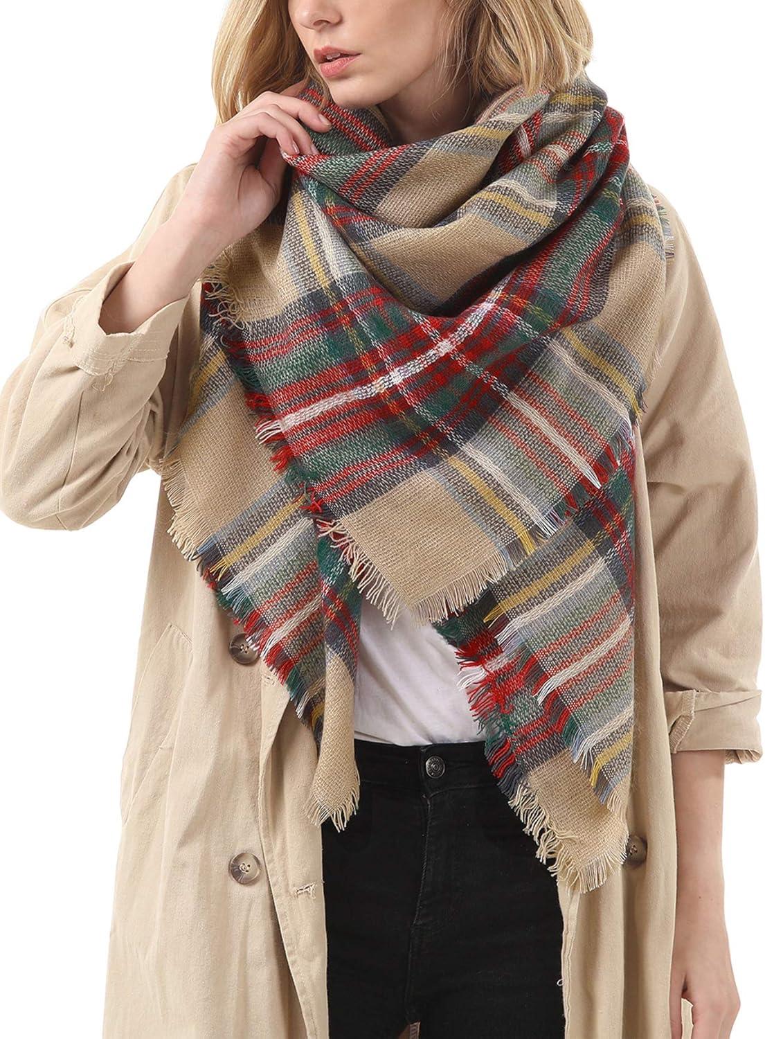 imageSweet Gifts for Women  Scarves for Women Gifts Plaid Blanket Scarf Trendy Tartan Scarves Oversized Wrap Shawl GiftColorful Red