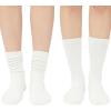 imageAmerican Trends Crew Socks for Women Casual Scrunch Retro Crew Socks Solid Color Stacked Tube Socks2pack White