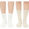 imageAmerican Trends Crew Socks for Women Casual Scrunch Retro Crew Socks Solid Color Stacked Tube Socks2pack Whitebeige