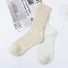imageAmerican Trends Crew Socks for Women Casual Scrunch Retro Crew Socks Solid Color Stacked Tube Socks2pack Whitebeige