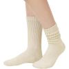 imageAmerican Trends Crew Socks for Women Casual Scrunch Retro Crew Socks Solid Color Stacked Tube Socks3pack Blackwhitebeige