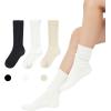 imageAmerican Trends Crew Socks for Women Casual Scrunch Retro Crew Socks Solid Color Stacked Tube Socks3pack Blackwhitebeige