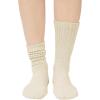 imageAmerican Trends Crew Socks for Women Casual Scrunch Retro Crew Socks Solid Color Stacked Tube SocksBeige
