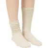 imageAmerican Trends Crew Socks for Women Casual Scrunch Retro Crew Socks Solid Color Stacked Tube SocksBeige