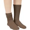 imageAmerican Trends Crew Socks for Women Casual Scrunch Retro Crew Socks Solid Color Stacked Tube SocksCoffee