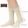 imageAmerican Trends Crew Socks for Women Casual Scrunch Retro Crew Socks Solid Color Stacked Tube SocksCoffee