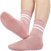 imageAmerican Trends Pilates Socks with Grips for Women Yoga Socks Barre Socks Non Slip Socks3 Pairslight Blue Light Purple Light Green