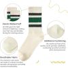 imageAmerican Trends Womens Striped Socks Retro Crew Socks Women Slouchy Athletic Calf Tube Socks2packblack Green Stripe