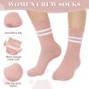 imageAmerican Trends Womens Striped Socks Retro Crew Socks Women Slouchy Athletic Calf Tube Socks3pack Pinkwhiteblack