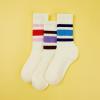 imageAmerican Trends Womens Striped Socks Retro Crew Socks Women Slouchy Athletic Calf Tube Socks3packpinkbrownpurplepurpleblue