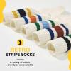 imageAmerican Trends Womens Striped Socks Retro Crew Socks Women Slouchy Athletic Calf Tube Socks3packpinkbrownpurplepurpleblue