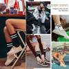 imageAmerican Trends Womens Striped Socks Retro Crew Socks Women Slouchy Athletic Calf Tube Socks5pack 4black1white