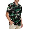imageHawaiian Shirt for Men Button Down Short Sleeve Casual Beach Shirt Summer Wear Stylish Tropical Print Shirts1 Black With Flamingo