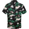 imageHawaiian Shirt for Men Button Down Short Sleeve Casual Beach Shirt Summer Wear Stylish Tropical Print Shirts1 Black With Flamingo
