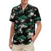 imageHawaiian Shirt for Men Button Down Short Sleeve Casual Beach Shirt Summer Wear Stylish Tropical Print Shirts1 Black With Flamingo