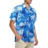 imageHawaiian Shirt for Men Button Down Short Sleeve Casual Beach Shirt Summer Wear Stylish Tropical Print Shirts1 Blue Leaf