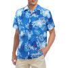 imageHawaiian Shirt for Men Button Down Short Sleeve Casual Beach Shirt Summer Wear Stylish Tropical Print Shirts1 Blue Leaf