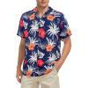 imageHawaiian Shirt for Men Button Down Short Sleeve Casual Beach Shirt Summer Wear Stylish Tropical Print Shirts1 Navy Coconut Flower